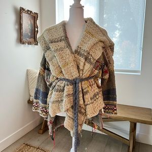 Free People Heavily Distressed Sweater/cardigan with hood. XS